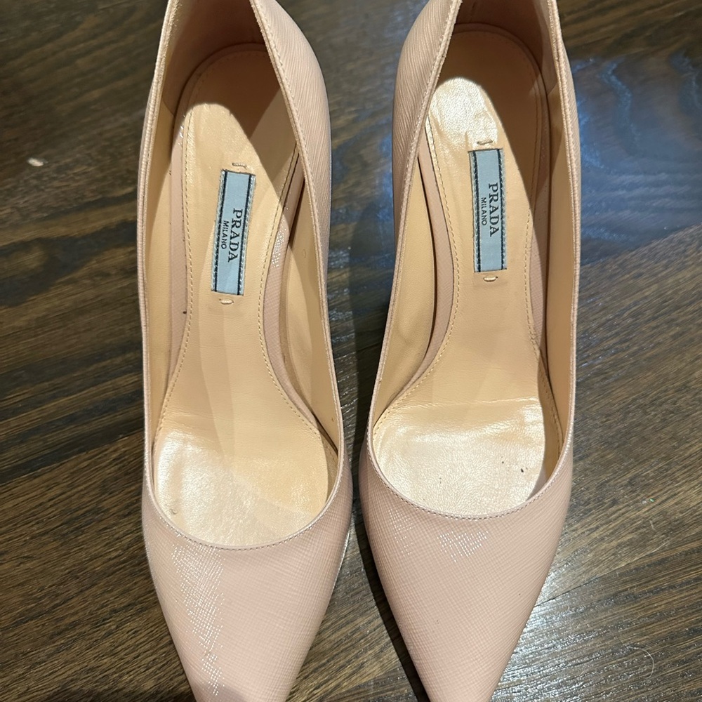 Prada Tan Patent Leather Heels